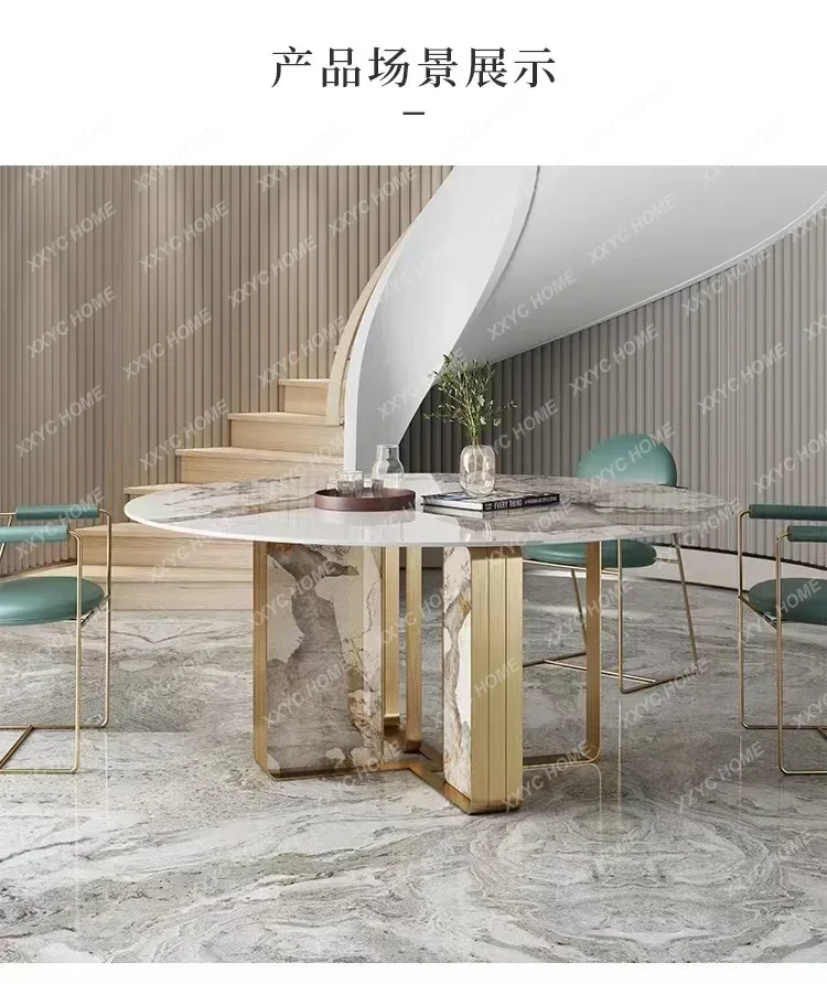 Round Table Simple Household Stainless Steel Rock Slab With Turntable Dining Table Modern Pole
Round Table Simple Household Stainless Steel Rock Slab With Turntable Dining Table Modern Pole