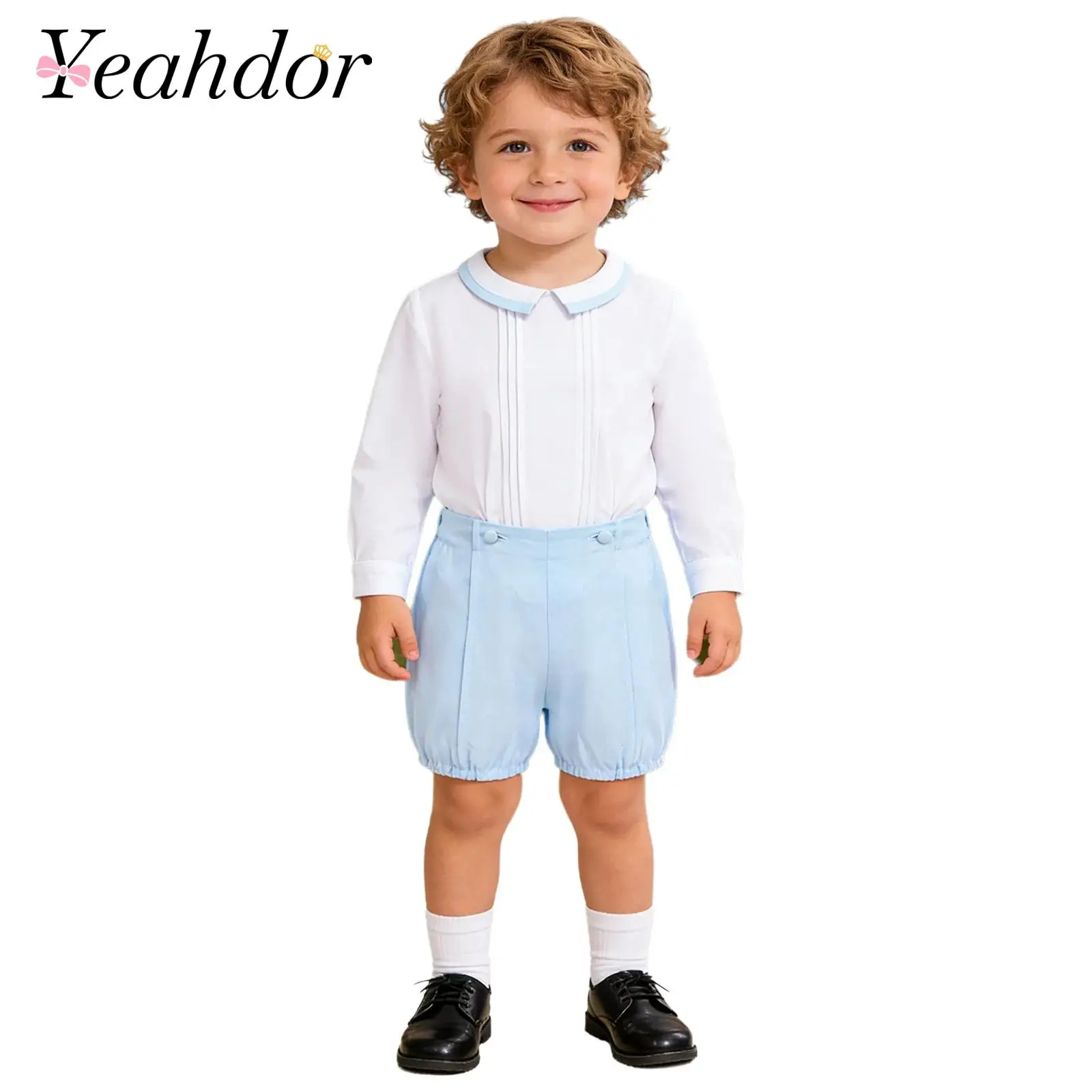 Toddlers Boys Baptism Outfit Long/Short Sleeve Lapel Shirt Elastic Waist Shorts 2-piece Set for Birthday Party Wedding Casual
Toddlers Boys Baptism Outfit Long/Short Sleeve Lapel Shirt Elastic Waist Shorts 2-piece Set for Birthday Party Wedding Casual