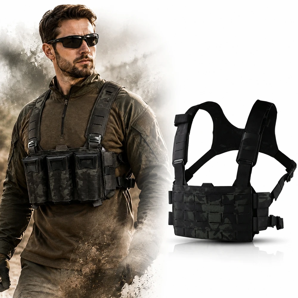 Modular Tactical Chest Rig Vest MOLLE Load Bearing Platform Durable Adjustable Chest Harness for Hunting Shooting Training
Modular Tactical Chest Rig Vest MOLLE Load Bearing Platform Durable Adjustable Chest Harness for Hunting Shooting Training