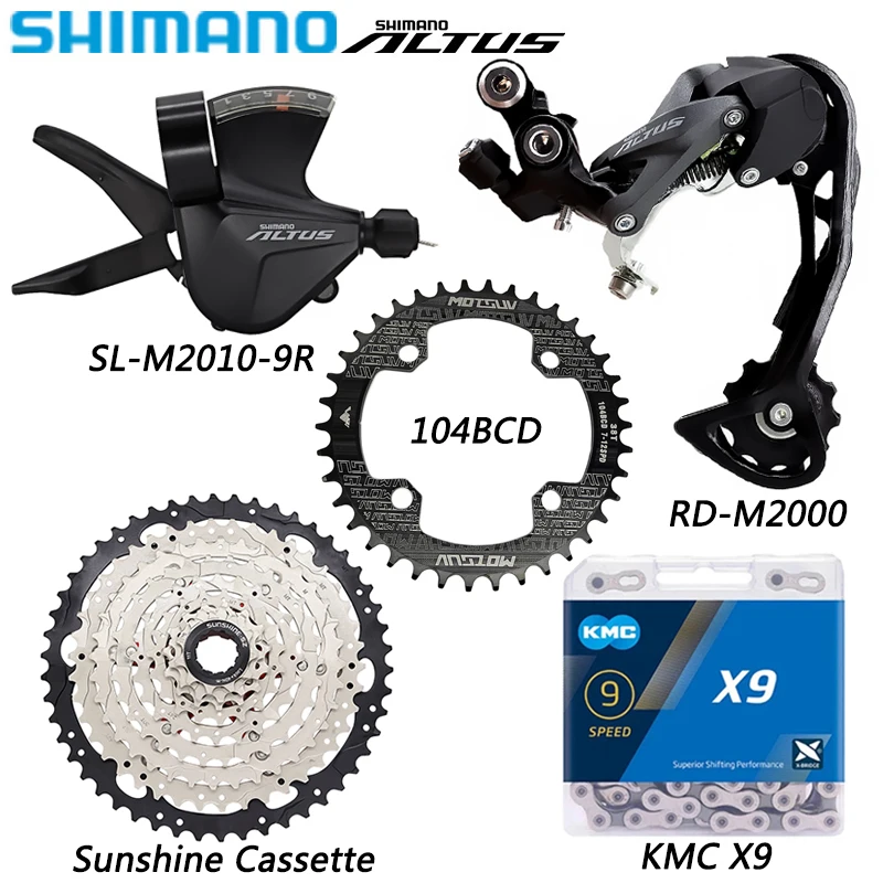 SHIMANO ALTUS 9 Speed Groupset 9V Derailleurs Suit SL-M2010-9R Shifter Lever RD-M2000 Sunshine Cassette KMC X9 Chain Bike Parts
SHIMANO ALTUS 9 Speed Groupset 9V Derailleurs Suit SL-M2010-9R Shifter Lever RD-M2000 Sunshine Cassette KMC X9 Chain Bike Parts