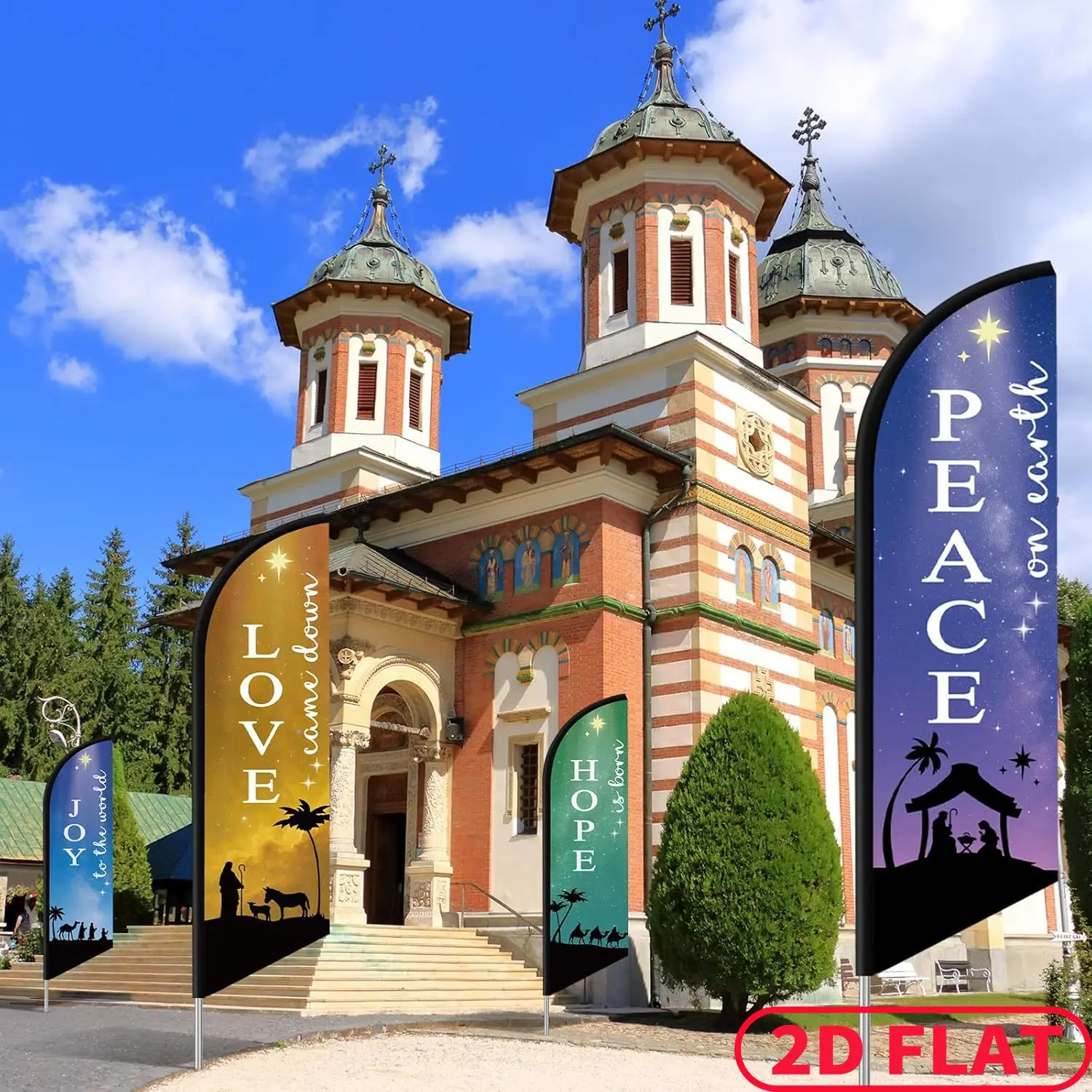 1 Set/ 4 Pcs Nativity Scene Church Welcome Feather Flags, PEACE, HOPE, LOVE, JOY Flags, with Jesus Night Stars Swooper Flags
1 Set/ 4 Pcs Nativity Scene Church Welcome Feather Flags, PEACE, HOPE, LOVE, JOY Flags, with Jesus Night Stars Swooper Flags