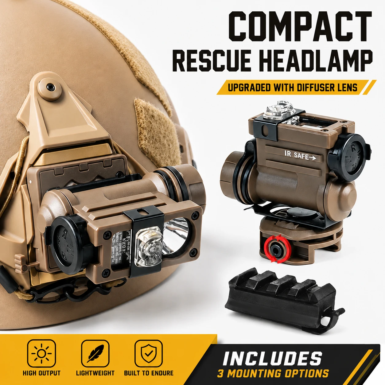 Tactical Helmet Light Compact Rescue Headlamp Waterproof Flashlight with Diffuser Lens High Output Military Hunting Gear
Tactical Helmet Light Compact Rescue Headlamp Waterproof Flashlight with Diffuser Lens High Output Military Hunting Gear