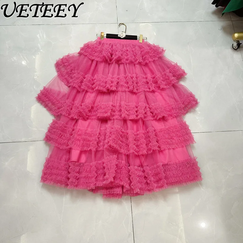 European and American Level Princess Skirt Summer New Celebrity Elastic High Waist Fungus Edge Long Mesh Layer Cake Skirts
European and American Level Princess Skirt Summer New Celebrity Elastic High Waist Fungus Edge Long Mesh Layer Cake Skirts
