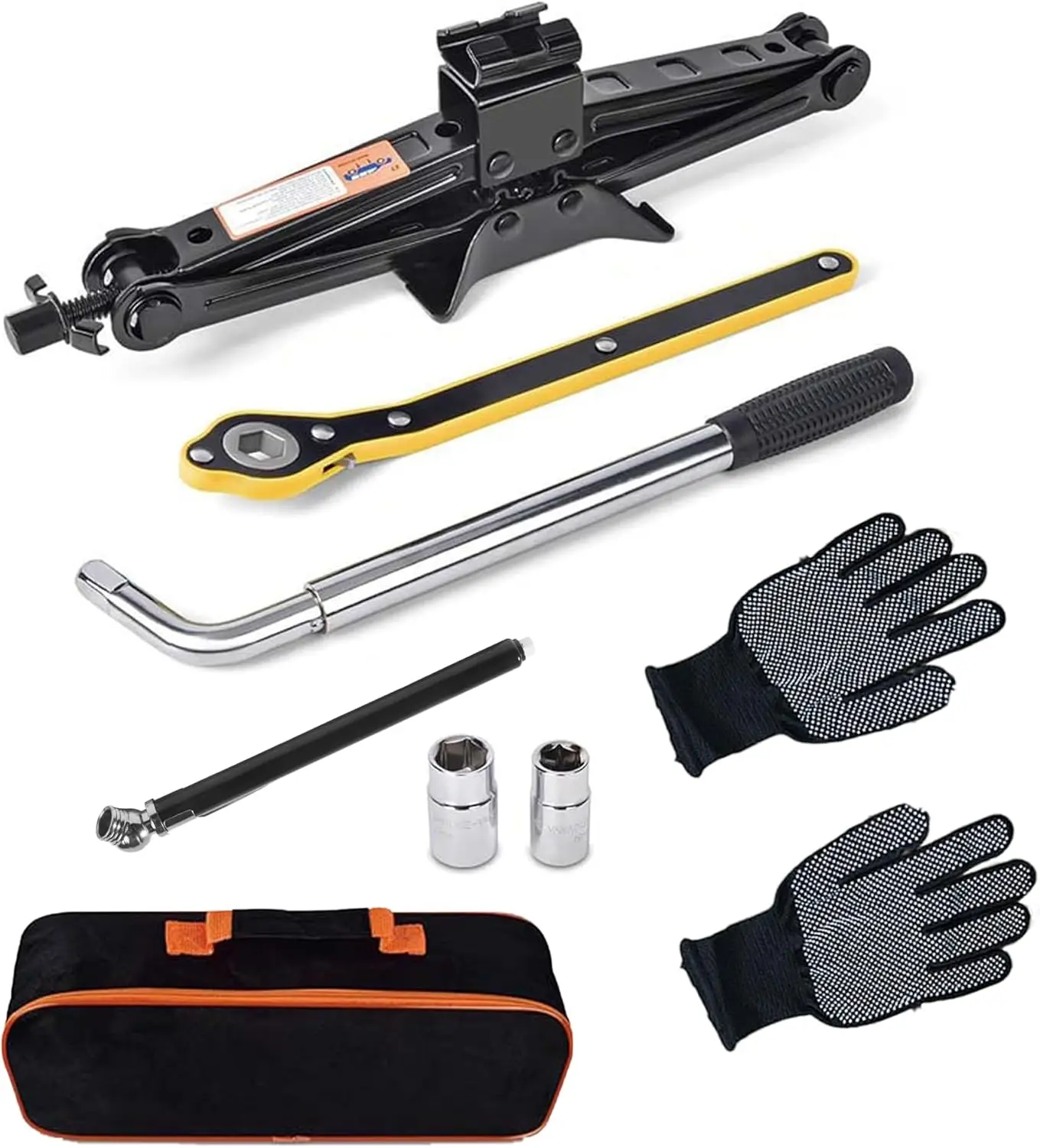 Car Jack and Stand Kit, 2 Ton Portable Scissor Jack with Lug Wrench, Emergency Tire Changing Kit for Cars, Trucks, SUVs
Car Jack and Stand Kit, 2 Ton Portable Scissor Jack with Lug Wrench, Emergency Tire Changing Kit for Cars, Trucks, SUVs