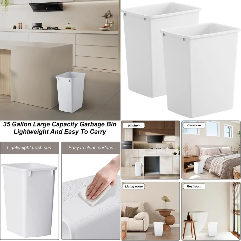 Slim and Lightweight Double Trash Can Set for Kitchen, Bathroom, and Office - Easy Clean, White
Slim and Lightweight Double Trash Can Set for Kitchen, Bathroom, and Office - Easy Clean, White