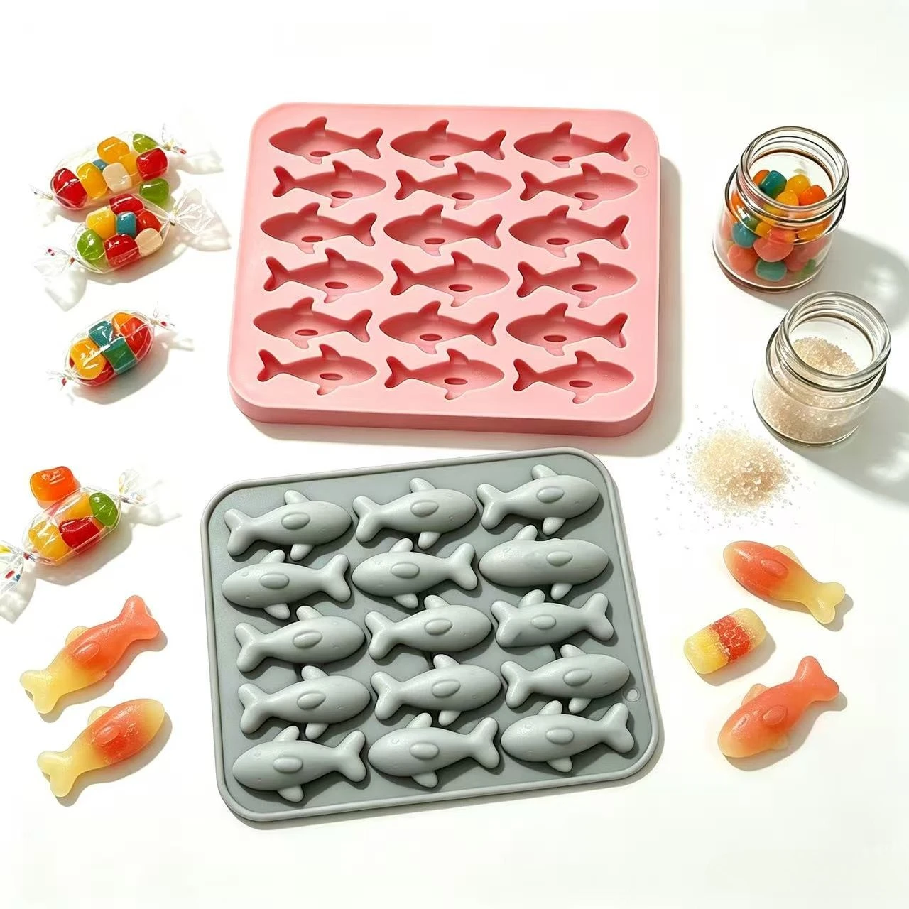 18 Cavity Mini Fish Silicone Mold 3d Shark Fondant Baking Mould for Chocolate Candy Gummy DIY Cake Decoration Accessories
18 Cavity Mini Fish Silicone Mold 3d Shark Fondant Baking Mould for Chocolate Candy Gummy DIY Cake Decoration Accessories