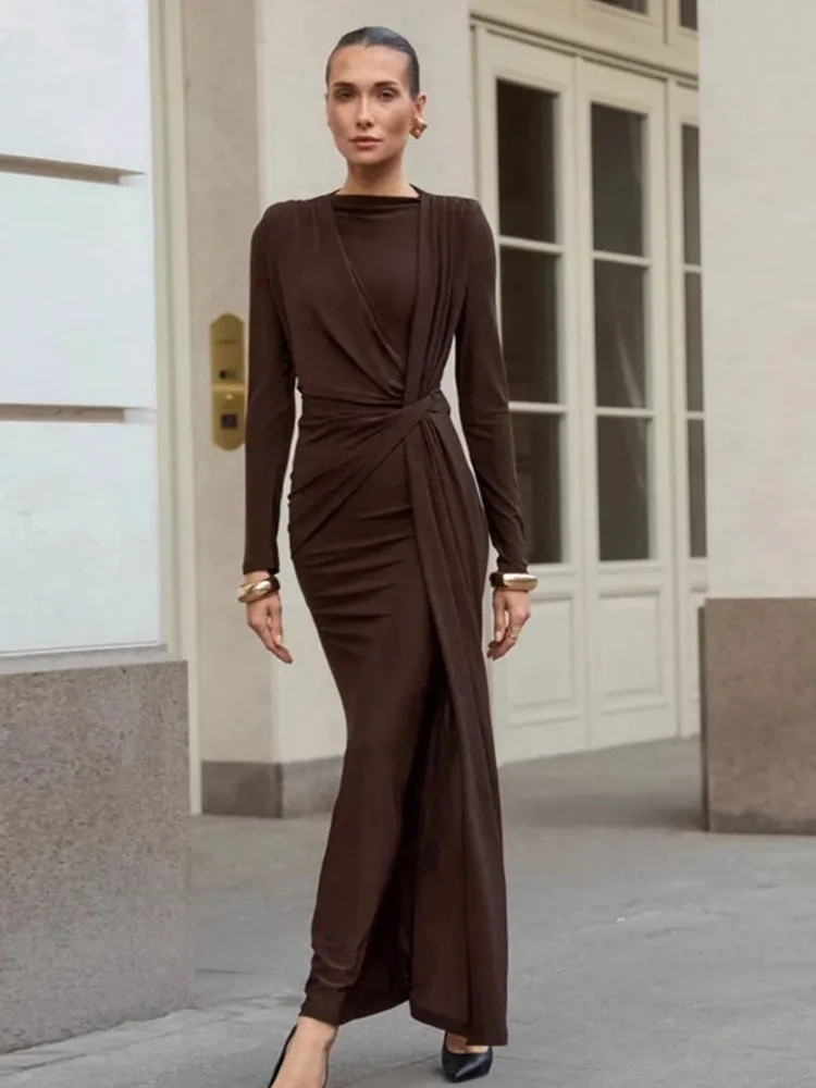 Ladies Elegant Evening Party Dress Women Long Sleeve O-Neck Ruched Fashion Long Dresses Woman Night Club Streetwear Fall Outfit
Ladies Elegant Evening Party Dress Women Long Sleeve O-Neck Ruched Fashion Long Dresses Woman Night Club Streetwear Fall Outfit