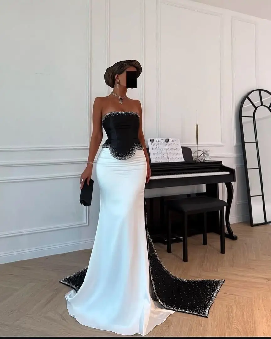 Customized Sparkly Beading Sequin Straight Evening Dress Strapless Long Tail Dubai Luxury Formal Cocktail Prom Party Vestidos
Customized Sparkly Beading Sequin Straight Evening Dress Strapless Long Tail Dubai Luxury Formal Cocktail Prom Party Vestidos