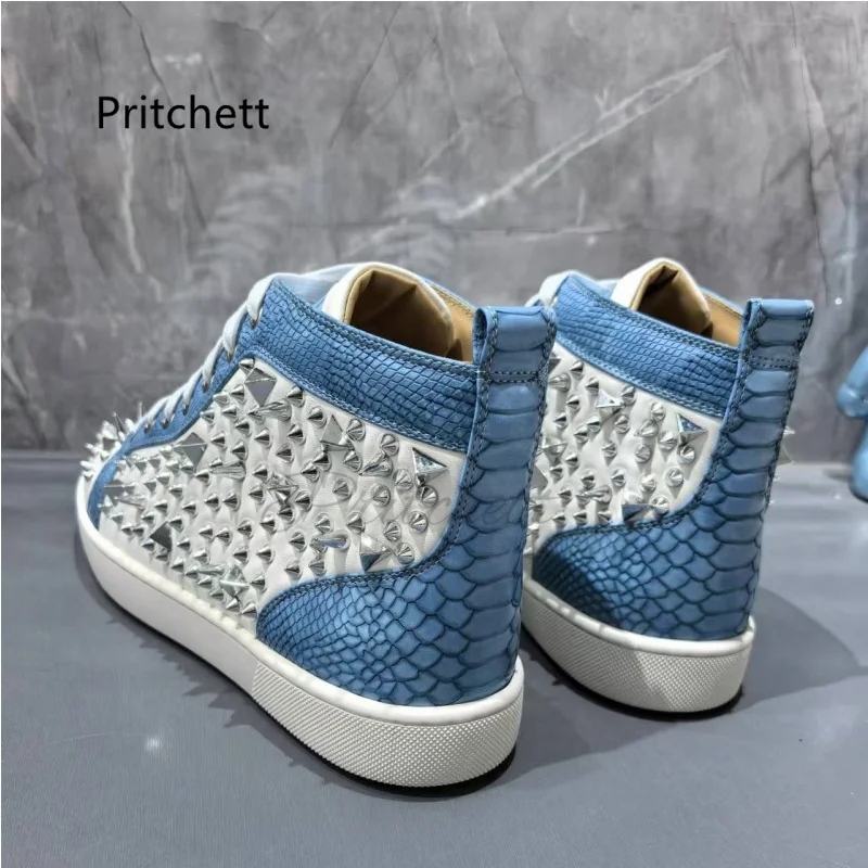 Silver Rivets High Top Sneakers for Men Women Mixed Colors Casual Men's Shoes Lace Up Versatile Couple Shoes Trendy Sports Flats
Silver Rivets High Top Sneakers for Men Women Mixed Colors Casual Men's Shoes Lace Up Versatile Couple Shoes Trendy Sports Flats