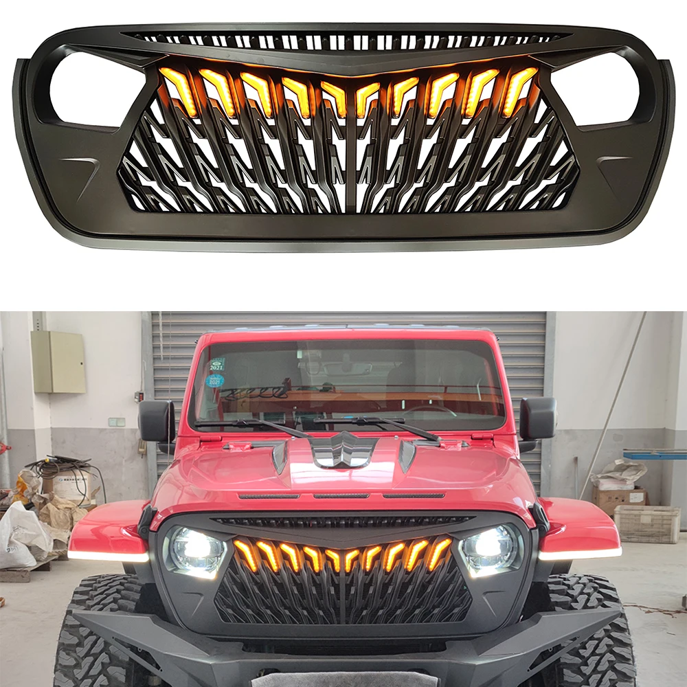 Mesh Grille Front Grill Cover Black With Amber LED Running Lights For Jeep Wrangler JL 2018+ JL1274
Mesh Grille Front Grill Cover Black With Amber LED Running Lights For Jeep Wrangler JL 2018+ JL1274