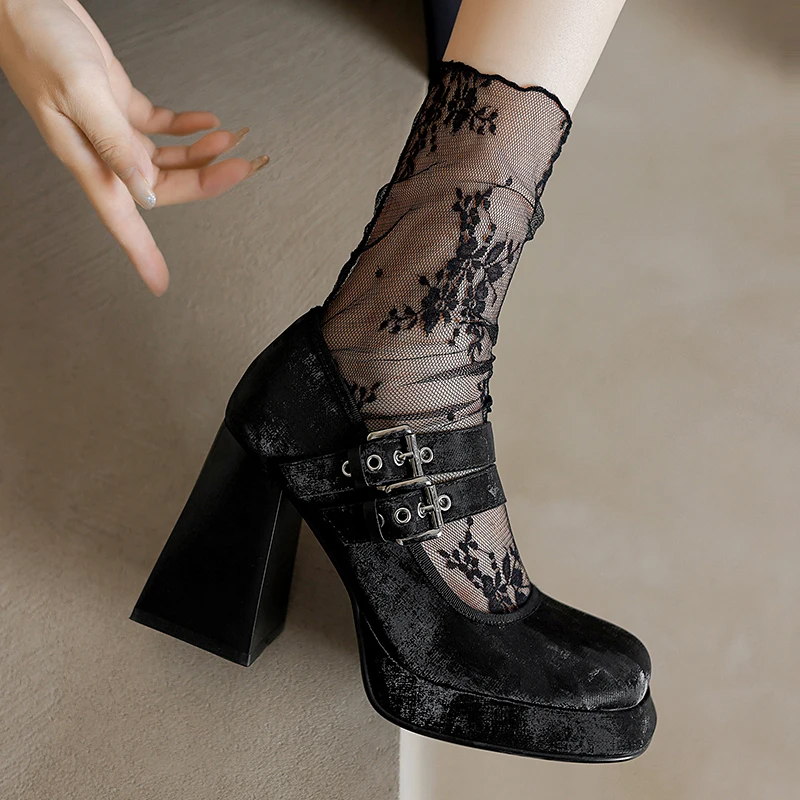 Premium Handmade Genuine Leather(Silk mixed cowhide)Women's Pumps Platform High Heels Belt buckle Block Party Mary Janes Shoes
Premium Handmade Genuine Leather(Silk mixed cowhide)Women's Pumps Platform High Heels Belt buckle Block Party Mary Janes Shoes