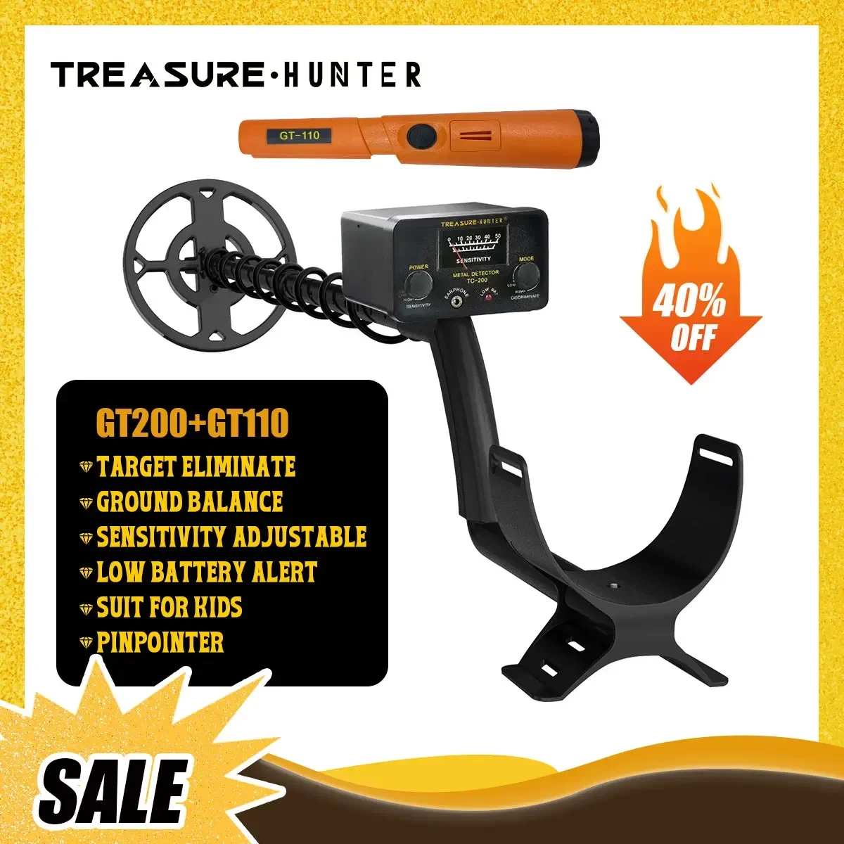 Treasure Hunter GT200 Metal Detector GT110 Pinpointer Beginner Underground Professional High Sensitive Adjustable Waterproof
Treasure Hunter GT200 Metal Detector GT110 Pinpointer Beginner Underground Professional High Sensitive Adjustable Waterproof
