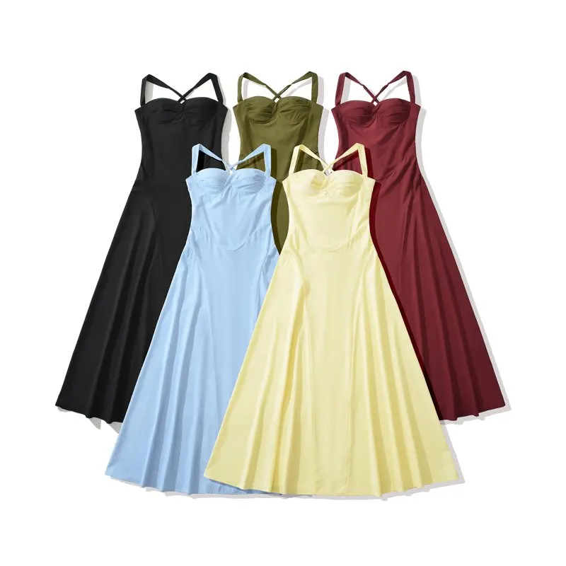 XNWMNZ High Quality 2026 New Women's Summer Elegant Satin Midi Dress Crisscross Back Long Dress with Bustier Bodice Party Occas
XNWMNZ High Quality 2026 New Women's Summer Elegant Satin Midi Dress Crisscross Back Long Dress with Bustier Bodice Party Occas