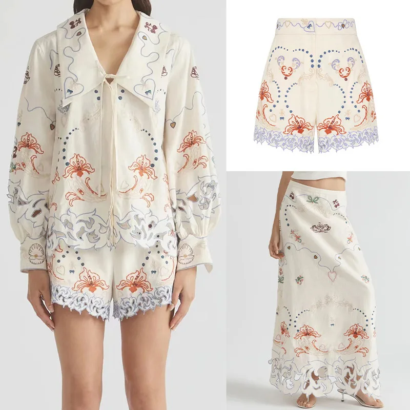 Withered Embroidered Hollow Lace Up Lapel Shirt, Shorts, Long Skirt For Spring/summer 2026 Woman Clothes Dress Elegant Party
Withered Embroidered Hollow Lace Up Lapel Shirt, Shorts, Long Skirt For Spring/summer 2026 Woman Clothes Dress Elegant Party