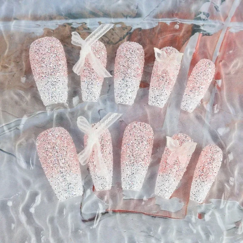10 Pieces Handmade press on Nails, Fairy Princess Style/Pink And White With Glitter/Bow/Simple/Suitable For Lolita Style
10 Pieces Handmade press on Nails, Fairy Princess Style/Pink And White With Glitter/Bow/Simple/Suitable For Lolita Style