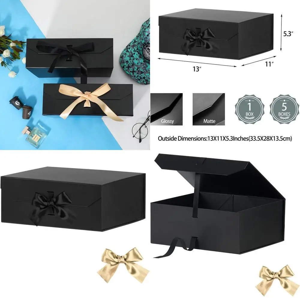 Large Matte Black Gift Boxes with Magnetic Lid and Ribbon for Christmas, Graduation, and Storage (13x11x5.3 Inches)
Large Matte Black Gift Boxes with Magnetic Lid and Ribbon for Christmas, Graduation, and Storage (13x11x5.3 Inches)