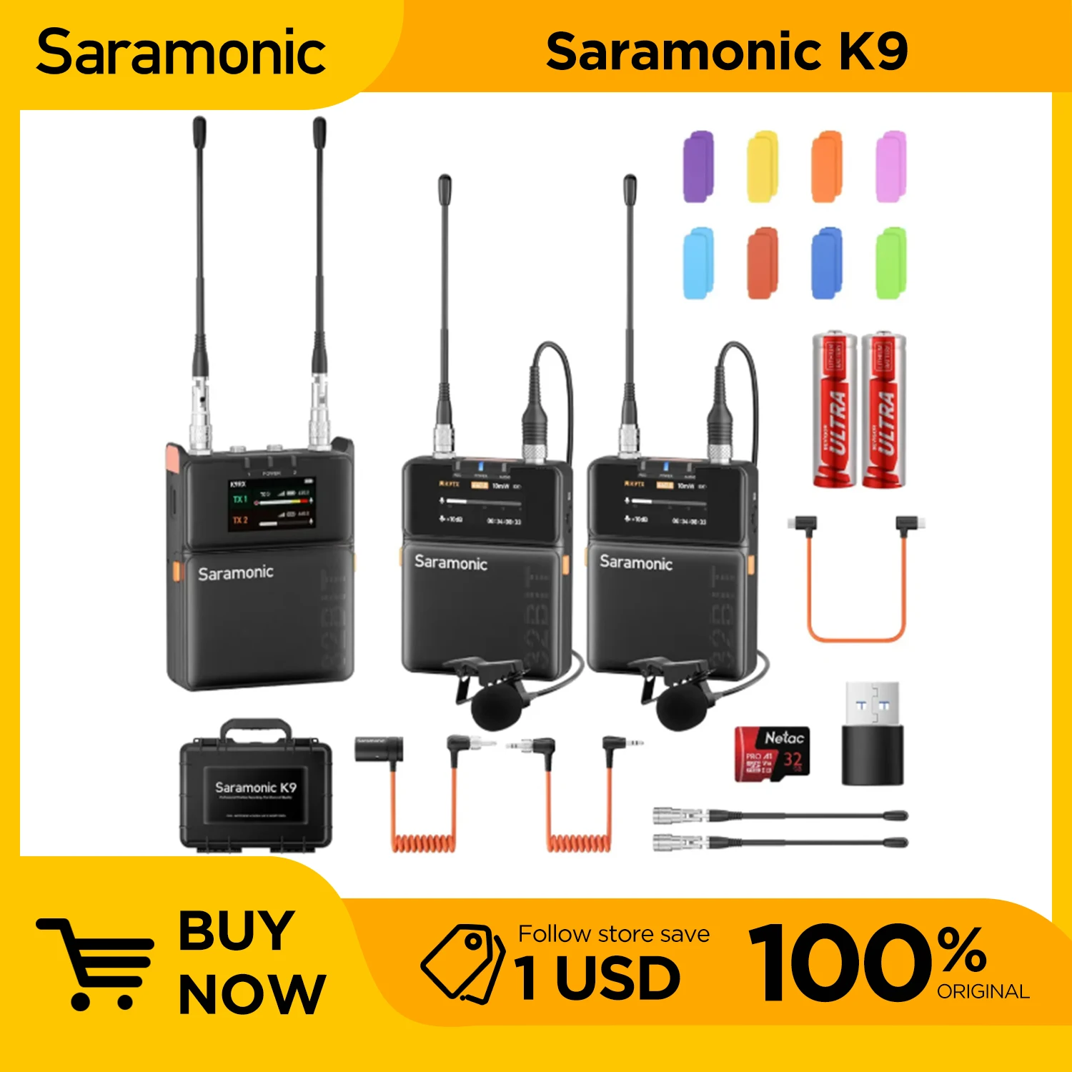 Saramonic K9 2 Uhf Bodypack Micrófono Inalámbrico De Solapa Dual-Channel Digital UHF Wireless Audio System for Filmmakers
Saramonic K9 2 Uhf Bodypack Micrófono Inalámbrico De Solapa Dual-Channel Digital UHF Wireless Audio System for Filmmakers