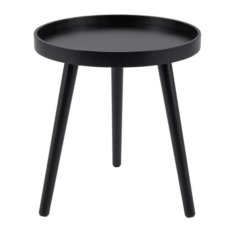 Mid Century Modern Round Side Sofa Coffee Table with Wooden Tray-Black
Mid Century Modern Round Side Sofa Coffee Table with Wooden Tray-Black