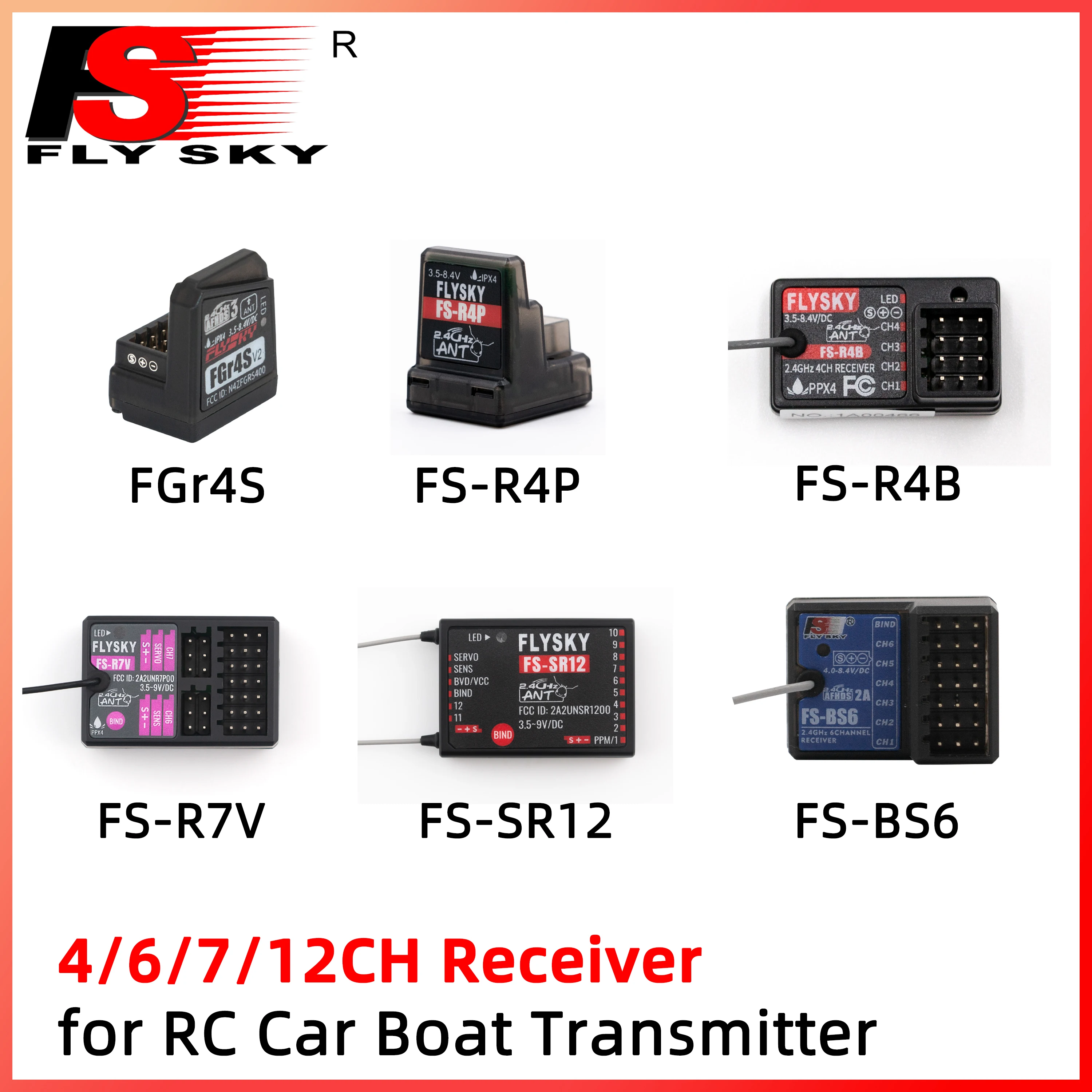 FLYSKY 4/6/7/12CH FS-SR12 FS-R4P FS-R4B FS-R7V FS-BS6 2.4G Receiver for RC Plane Car Boat Robot FS-G7P FS-G4P Transmitter Toy
FLYSKY 4/6/7/12CH FS-SR12 FS-R4P FS-R4B FS-R7V FS-BS6 2.4G Receiver for RC Plane Car Boat Robot FS-G7P FS-G4P Transmitter Toy