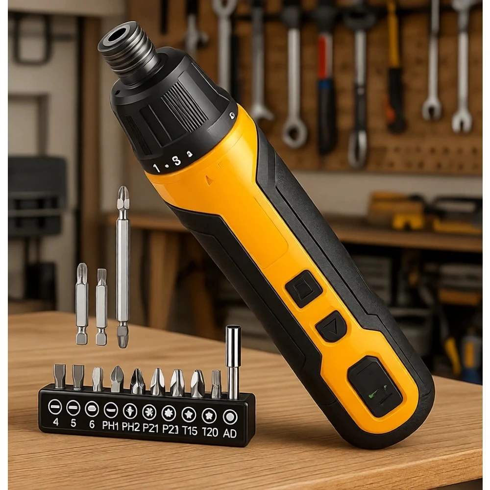 Rechargeable 3.6V Cordless Electric Screwdriver Kit with Bits and USB Charging Cable
Rechargeable 3.6V Cordless Electric Screwdriver Kit with Bits and USB Charging Cable