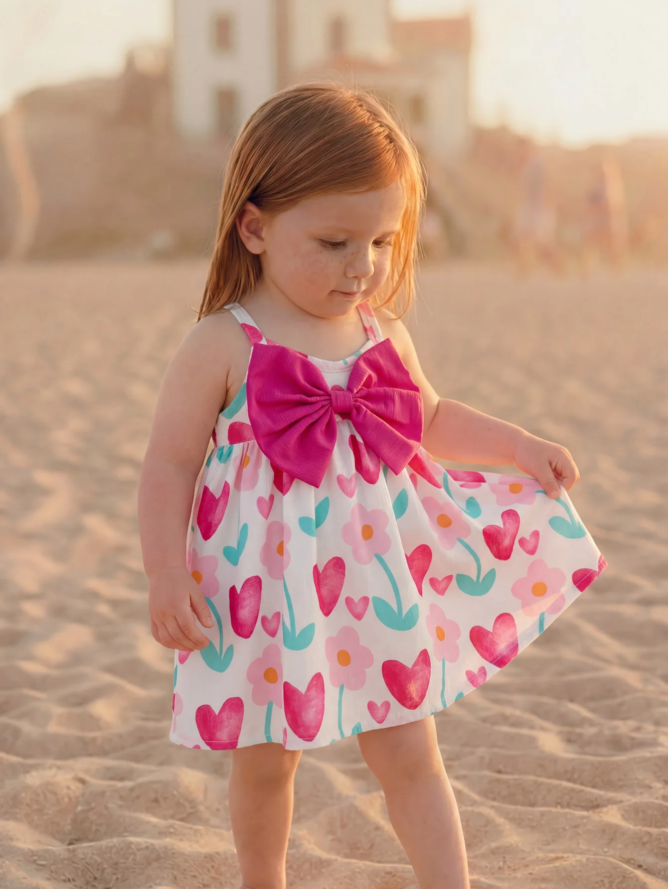 0-3 Years Toddler Girl Heart Floral Print Dress, Sleeveless Big Pink Bow Summer Beach Sundress
0-3 Years Toddler Girl Heart Floral Print Dress, Sleeveless Big Pink Bow Summer Beach Sundress