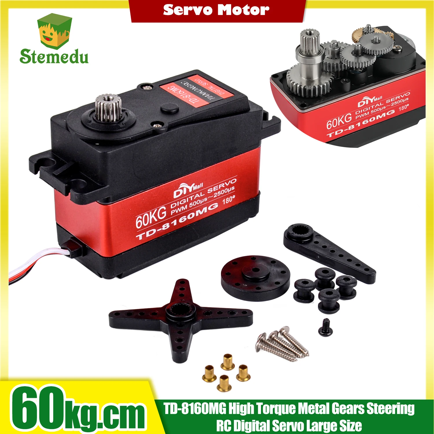 TD-8160MG 60 кг цифровой сервопривод-высокий крутящий момент/высокая скорость водонепроницаемая металлическая шестерня 6-8,4 В для 1/5 1/6 RC Baja/гусеничного/робота DIY игрушки
TD-8160MG 60 кг цифровой сервопривод-высокий крутящий момент/высокая скорость водонепроницаемая металлическая шестерня 6-8,4 В для 1/5 1/6 RC Baja/гусеничного/робота DIY игрушки