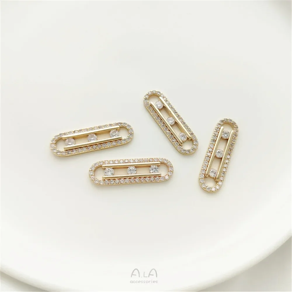 14K Gold Pack Micro Set Zircon Three Diamonds Paper Clip Shape Pendant Handmade Bracelet Necklace Accessories
14K Gold Pack Micro Set Zircon Three Diamonds Paper Clip Shape Pendant Handmade Bracelet Necklace Accessories