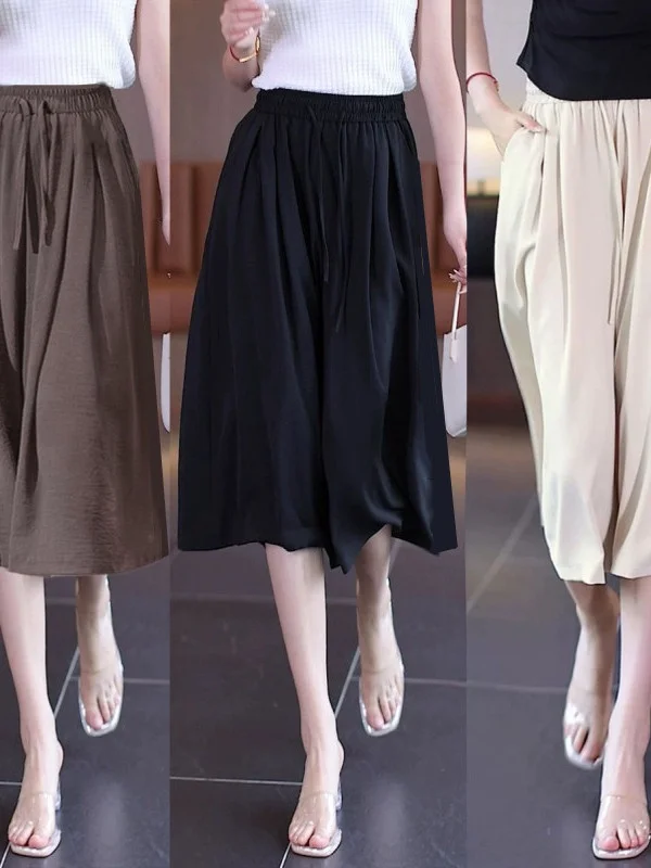 Slimming Ice Silk Wide Leg Casual Pants Women's Summer Loose Fit Thin High Waist Seven-Foot Skirt Pants Stylish Versatile
Slimming Ice Silk Wide Leg Casual Pants Women's Summer Loose Fit Thin High Waist Seven-Foot Skirt Pants Stylish Versatile