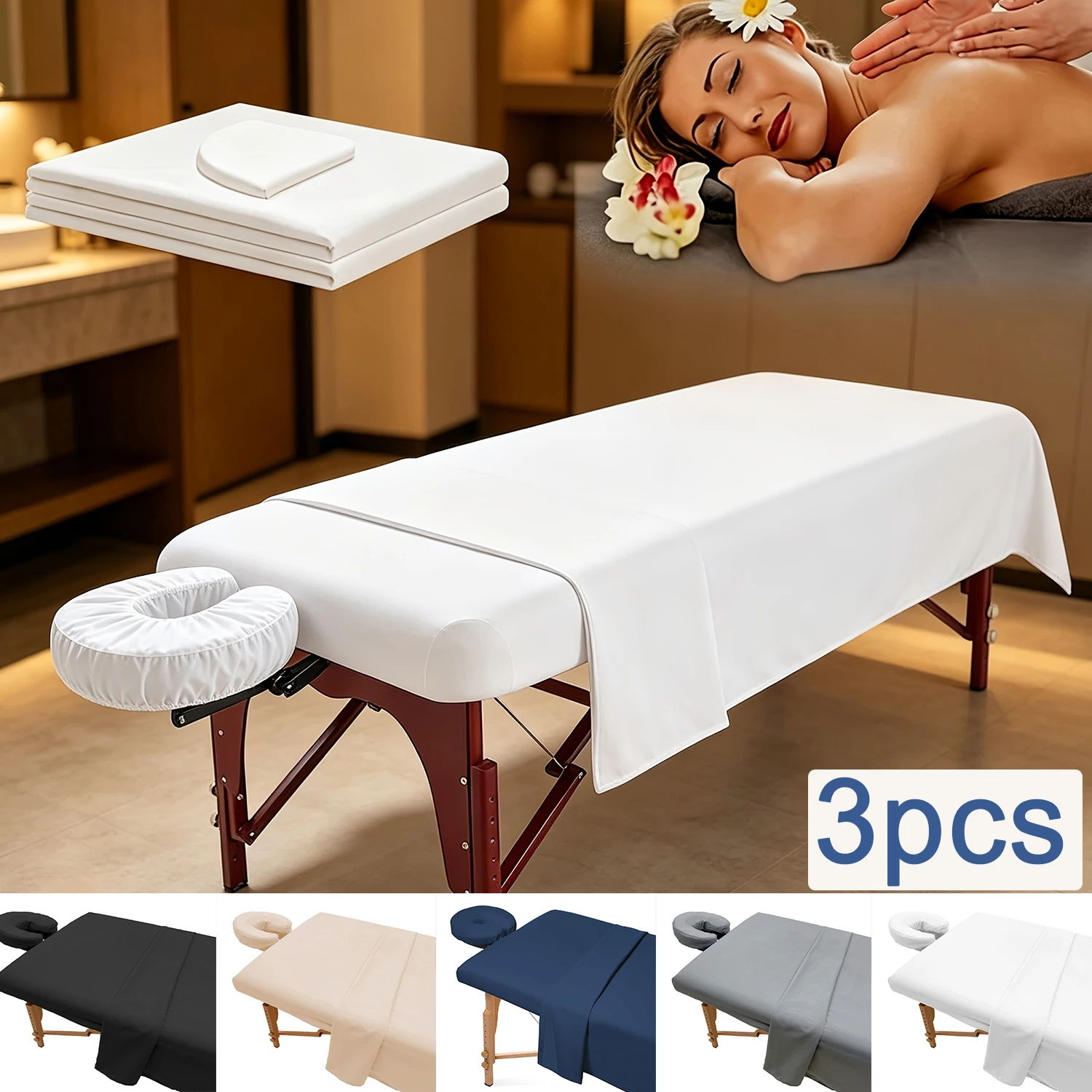3pcs Salon Spa Bed Cover Set,Fitted Massage Bed Sheets & Pillowcase for Beauty Salon,Spa,Massage,Solid-colored Massage Bed Cover
3pcs Salon Spa Bed Cover Set,Fitted Massage Bed Sheets & Pillowcase for Beauty Salon,Spa,Massage,Solid-colored Massage Bed Cover