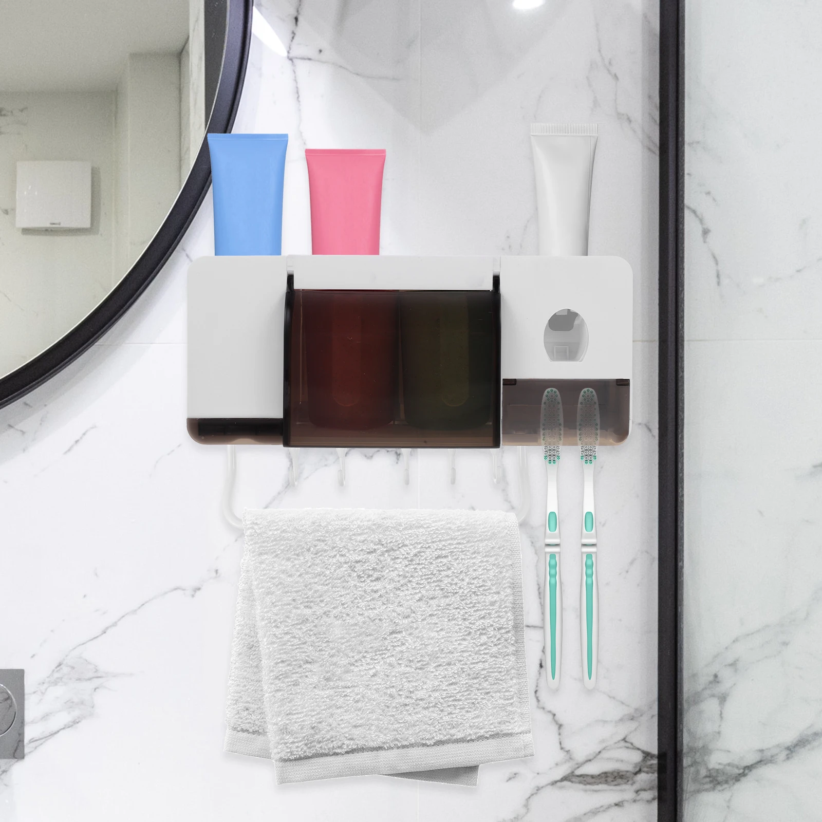 Wall Mounted Toothbrush Holder Plastic Easy Clean Install Bathroom Shelf Toothpaste Cup ganizer Rack ABS Material Saves
Wall Mounted Toothbrush Holder Plastic Easy Clean Install Bathroom Shelf Toothpaste Cup ganizer Rack ABS Material Saves