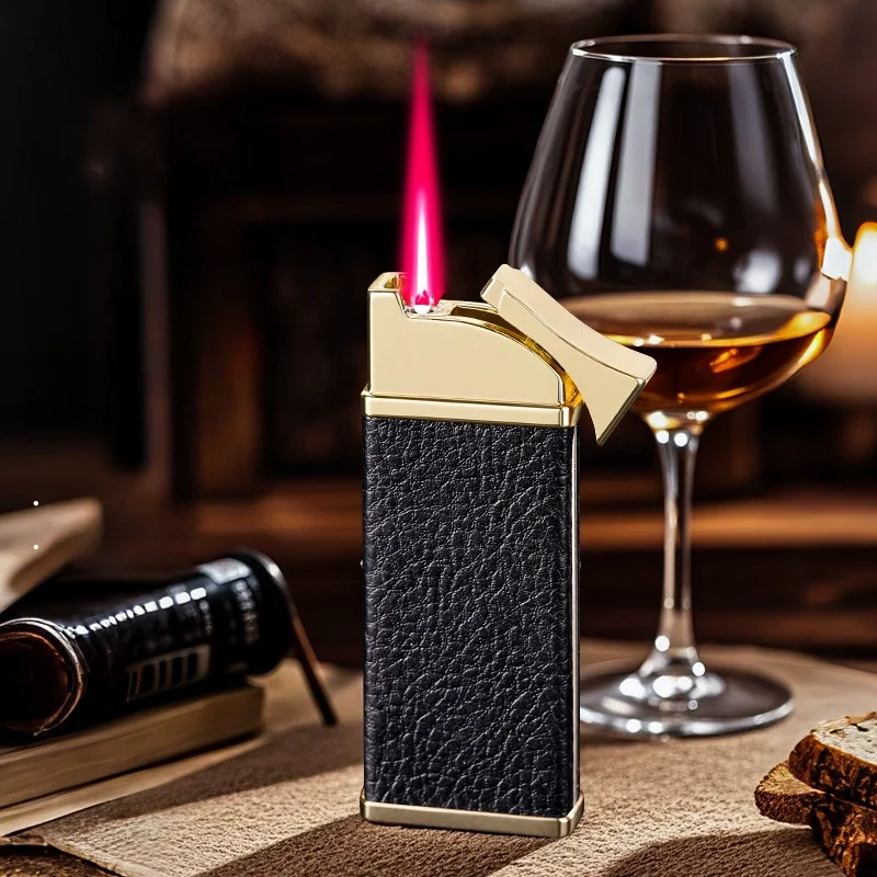Luxury Leather Wrapped Red Jet Torch Lighter, Gold Plated Refillable Butane Lighter, Elegant Windproof Cigar Lighter for Men
Luxury Leather Wrapped Red Jet Torch Lighter, Gold Plated Refillable Butane Lighter, Elegant Windproof Cigar Lighter for Men