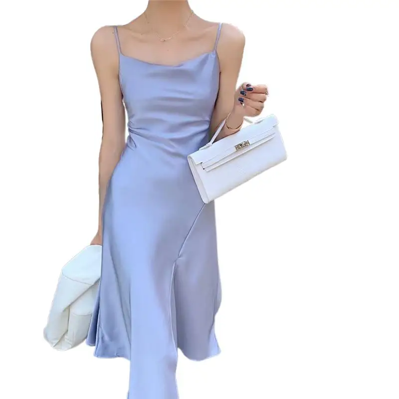 Acetate satin split Dress Women Elegant ice silk Bodycon party Dresses Beach Solid Backless artificial silk dress Vestidos
Acetate satin split Dress Women Elegant ice silk Bodycon party Dresses Beach Solid Backless artificial silk dress Vestidos