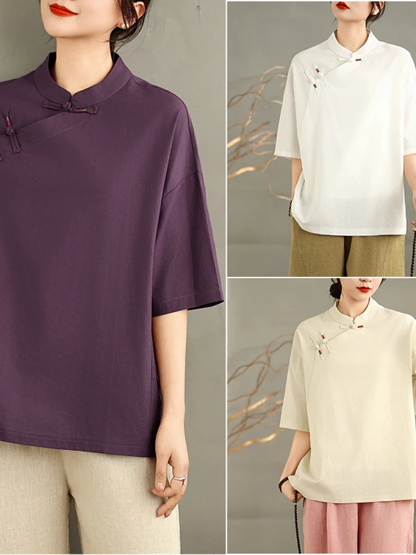 High-End Japanese Sle Summer ort Sve Cotton Linen irt Large Size Loose Slimming Tea Costume Top Button Side S
High-End Japanese Sle Summer ort Sve Cotton Linen irt Large Size Loose Slimming Tea Costume Top Button Side S