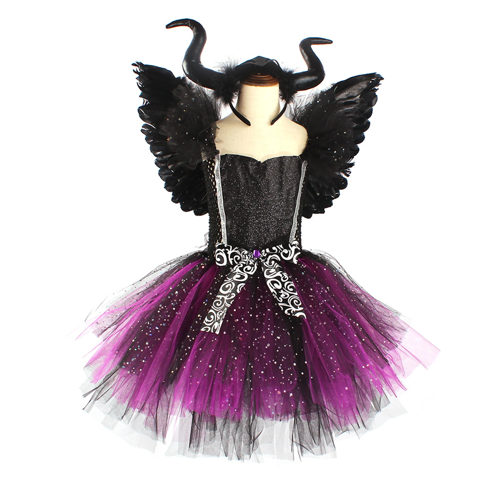 Girl Witch Cosplay Costume Halloween Fluffy Dress Ballet Skirt With Wings Corner Sequins Decoration Stage Performance Costume
Girl Witch Cosplay Costume Halloween Fluffy Dress Ballet Skirt With Wings Corner Sequins Decoration Stage Performance Costume