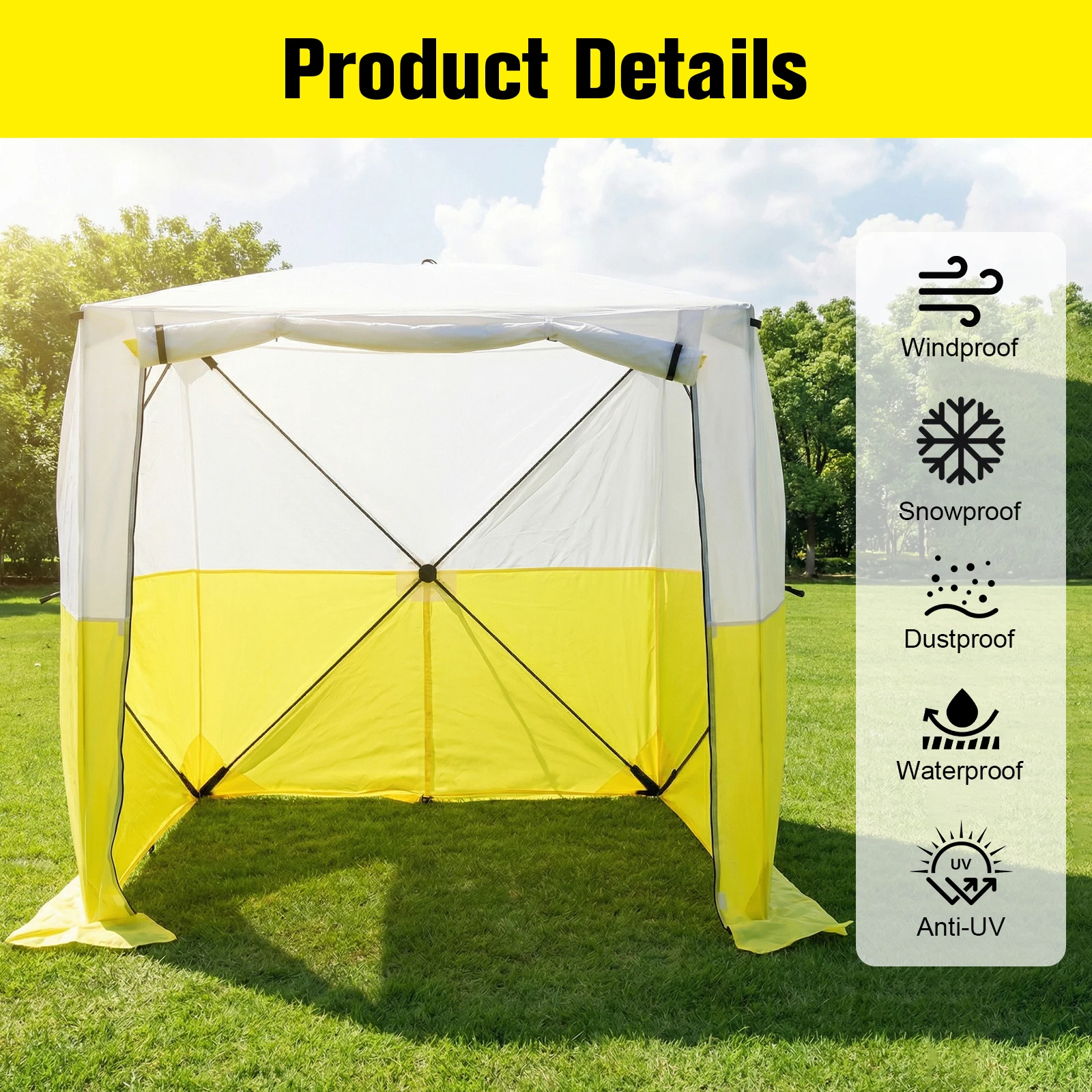 One Person Set Up Event Tent Waterproof Resistant 70.86x70.86x78.74in with Carrying Bag for Pool Camping Outdoor Worksite
One Person Set Up Event Tent Waterproof Resistant 70.86x70.86x78.74in with Carrying Bag for Pool Camping Outdoor Worksite