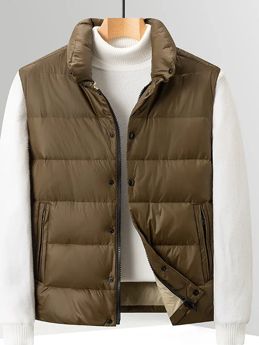 Men's down Vest Winter Thiened Warm Casual Faionable Stand Collar Quilted Jaet Nylon Fabric White Du down Vest Coat
Men's down Vest Winter Thiened Warm Casual Faionable Stand Collar Quilted Jaet Nylon Fabric White Du down Vest Coat
