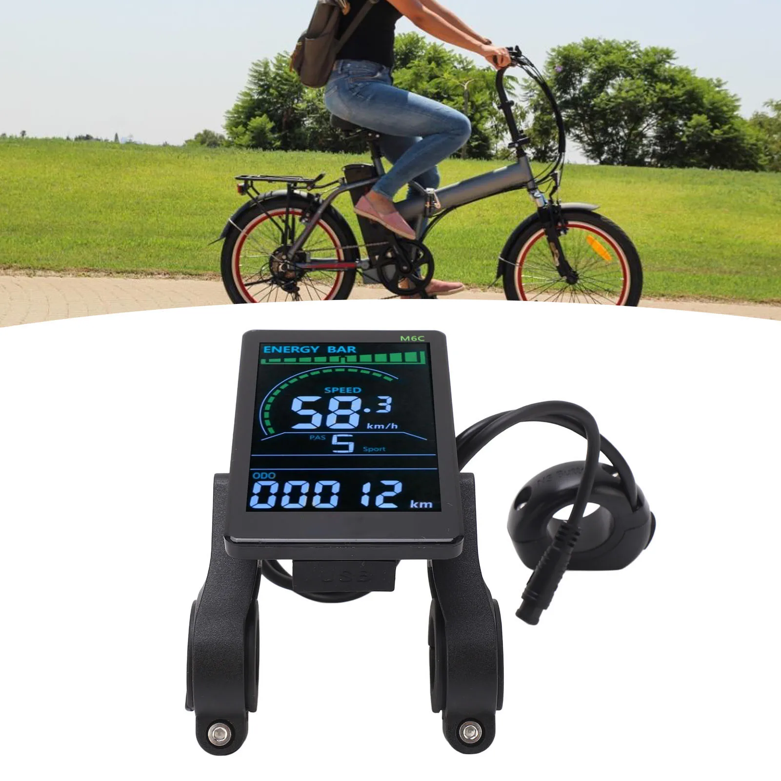 Electric Bike LCD Display Meter ABS Electric Bike Display Screen Control Panel with 6 Pin Waterproof Cable Headlight Connector
Electric Bike LCD Display Meter ABS Electric Bike Display Screen Control Panel with 6 Pin Waterproof Cable Headlight Connector