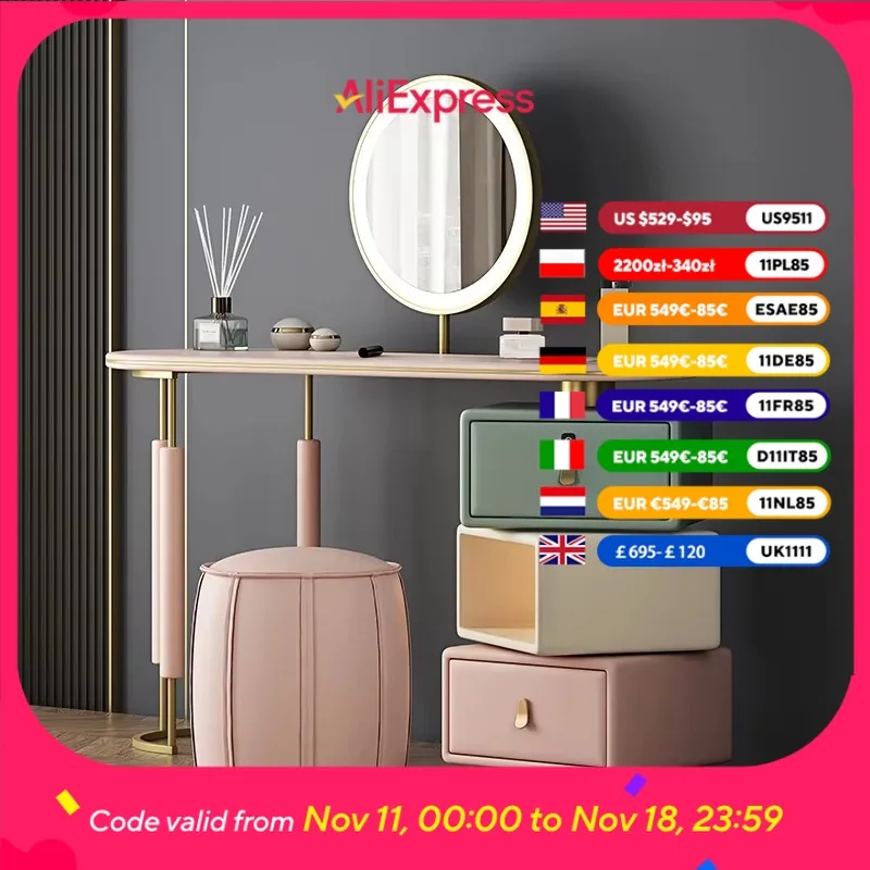 Girls Modern Storage Vanity Table Led Lights Drawers Space Saving Dressers Makeup Unique Tocador Maquillaje Bedroom Furniture
Girls Modern Storage Vanity Table Led Lights Drawers Space Saving Dressers Makeup Unique Tocador Maquillaje Bedroom Furniture