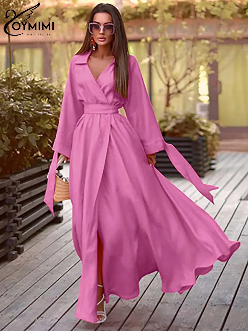 Oymimi Fashion Pink Lapel Dresses 2024 Women Casual Long Sleeve Lace-Up Dresses Elegant High Waisted Loose Floor-Length Dress
Oymimi Fashion Pink Lapel Dresses 2024 Women Casual Long Sleeve Lace-Up Dresses Elegant High Waisted Loose Floor-Length Dress