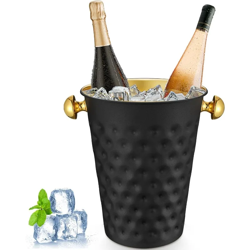 Black Champagne Ice Bucket 5-Quart(4.7 L) Metal Doublewall Hammered Stainless Steel Wine Bucket for Bar, Party, Wedding, Banquet
Black Champagne Ice Bucket 5-Quart(4.7 L) Metal Doublewall Hammered Stainless Steel Wine Bucket for Bar, Party, Wedding, Banquet