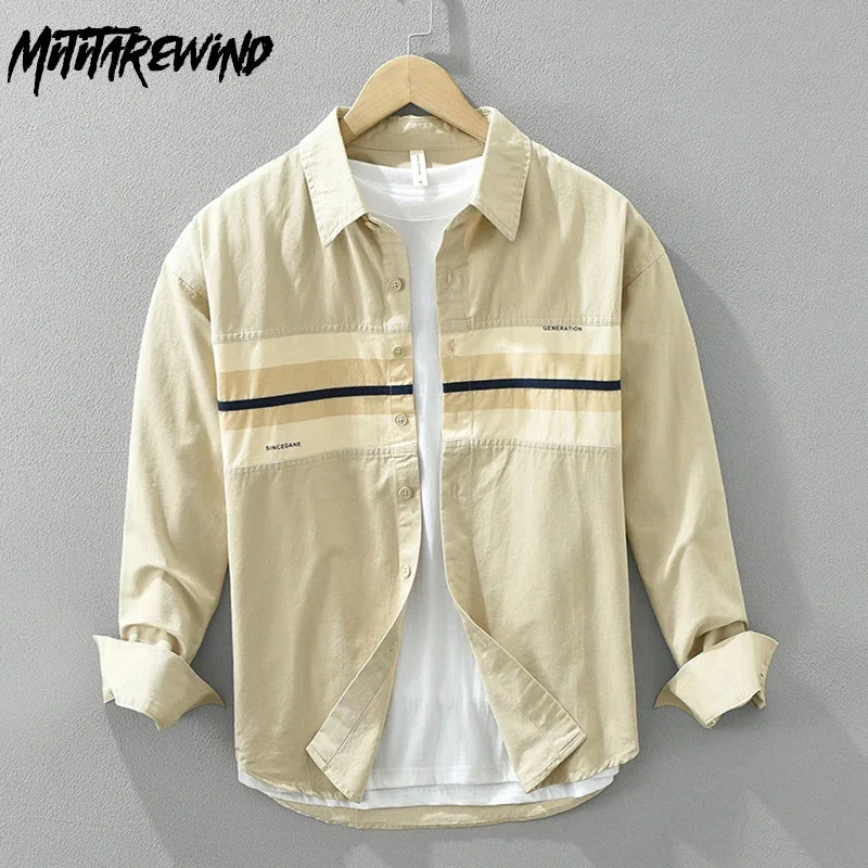 Spring and Summer New Mens Long Sleeve Shirts Casual Khaki Striped Shirt Lapel Loose Pure Cotton Tops Korean Style Camisa Hombre
Spring and Summer New Mens Long Sleeve Shirts Casual Khaki Striped Shirt Lapel Loose Pure Cotton Tops Korean Style Camisa Hombre