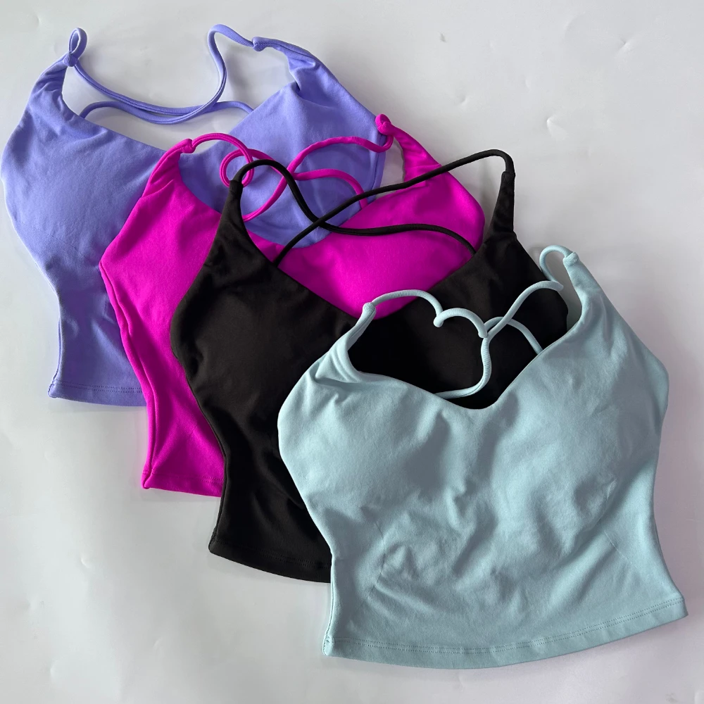 Seamless Strappy Top Backless Padded Gym Top Women Cross Back Straps Built-in Bra Removable Cups Activewear Yoga Shirt Tank Tops
Seamless Strappy Top Backless Padded Gym Top Women Cross Back Straps Built-in Bra Removable Cups Activewear Yoga Shirt Tank Tops