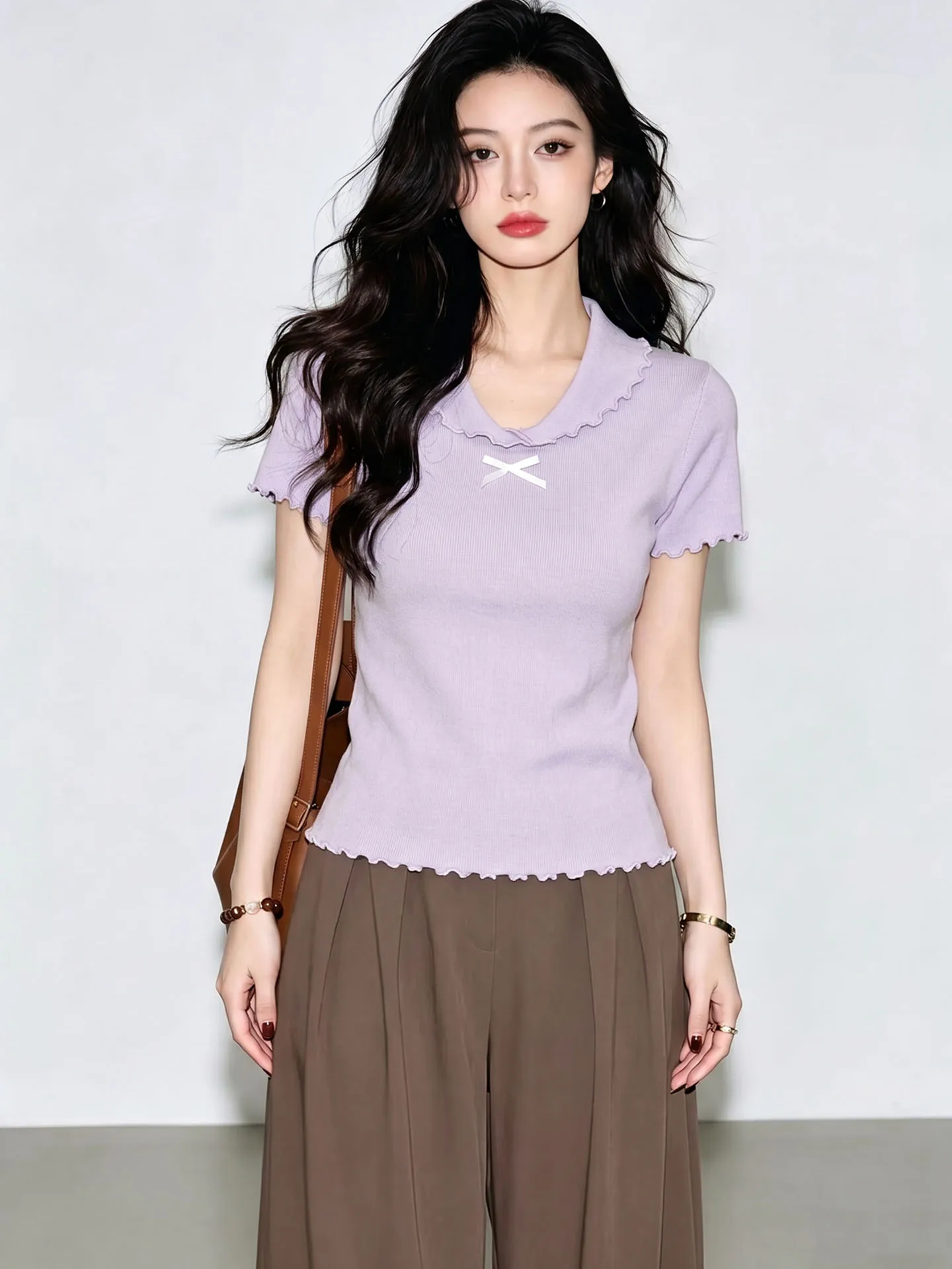 Casual Simple Short Sleeve T-Shirt Knitted Summer New Style 2026 Trendy Wood Grain Korean Version Straight Cut Top
Casual Simple Short Sleeve T-Shirt Knitted Summer New Style 2026 Trendy Wood Grain Korean Version Straight Cut Top