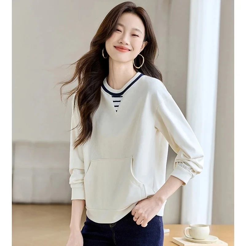 Women's Apricot Color Block Crew Neck Sweatshirt Casual Loose Long Sleeve Pullover
Women's Apricot Color Block Crew Neck Sweatshirt Casual Loose Long Sleeve Pullover