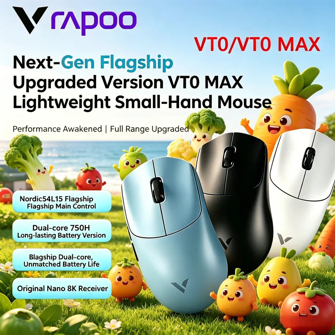 Noble Rapoo VT0 MAX Wireless Gaming Mouse Adopted with PAW3950 PAW3398 Nordic54L15 Chip Dual 8KHz 45000DPI Ergonomic
Noble Rapoo VT0 MAX Wireless Gaming Mouse Adopted with PAW3950 PAW3398 Nordic54L15 Chip Dual 8KHz 45000DPI Ergonomic