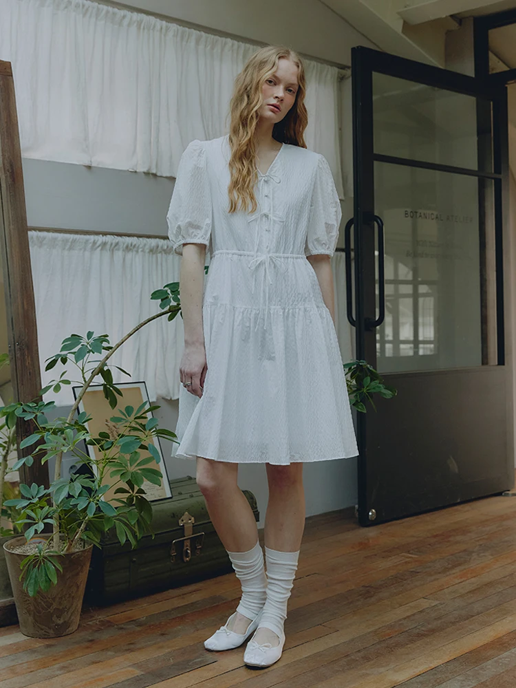 Nok Xiaola Authentic Brand Spring Summer 2026 Drawstring Bubble Sleeve Dress Casual Style A-Line Cotton Blend Dress
Nok Xiaola Authentic Brand Spring Summer 2026 Drawstring Bubble Sleeve Dress Casual Style A-Line Cotton Blend Dress