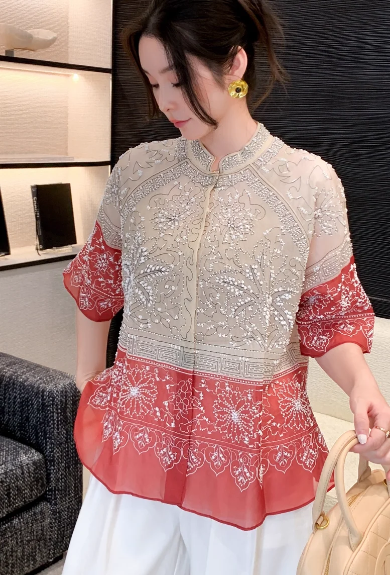 Sexy Ladies Transparent Shirt Women's Fashion Patchwork Pink Top Luxury Brand Name Diamonds Blouse
Sexy Ladies Transparent Shirt Women's Fashion Patchwork Pink Top Luxury Brand Name Diamonds Blouse
