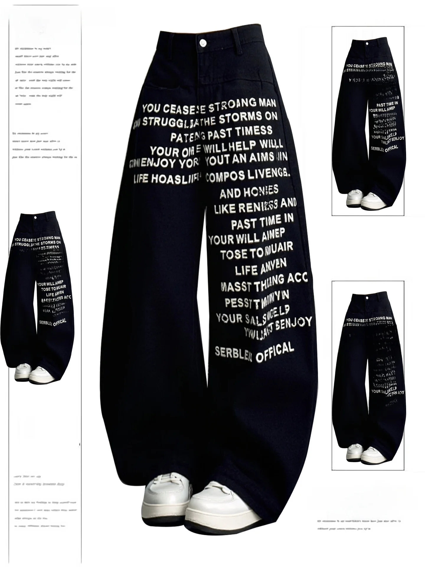 American Design Letter Print Loose Black Jeans Women's Spring New Straight Leg Wide Leg Pants High Waist Denim Casual Wear
American Design Letter Print Loose Black Jeans Women's Spring New Straight Leg Wide Leg Pants High Waist Denim Casual Wear