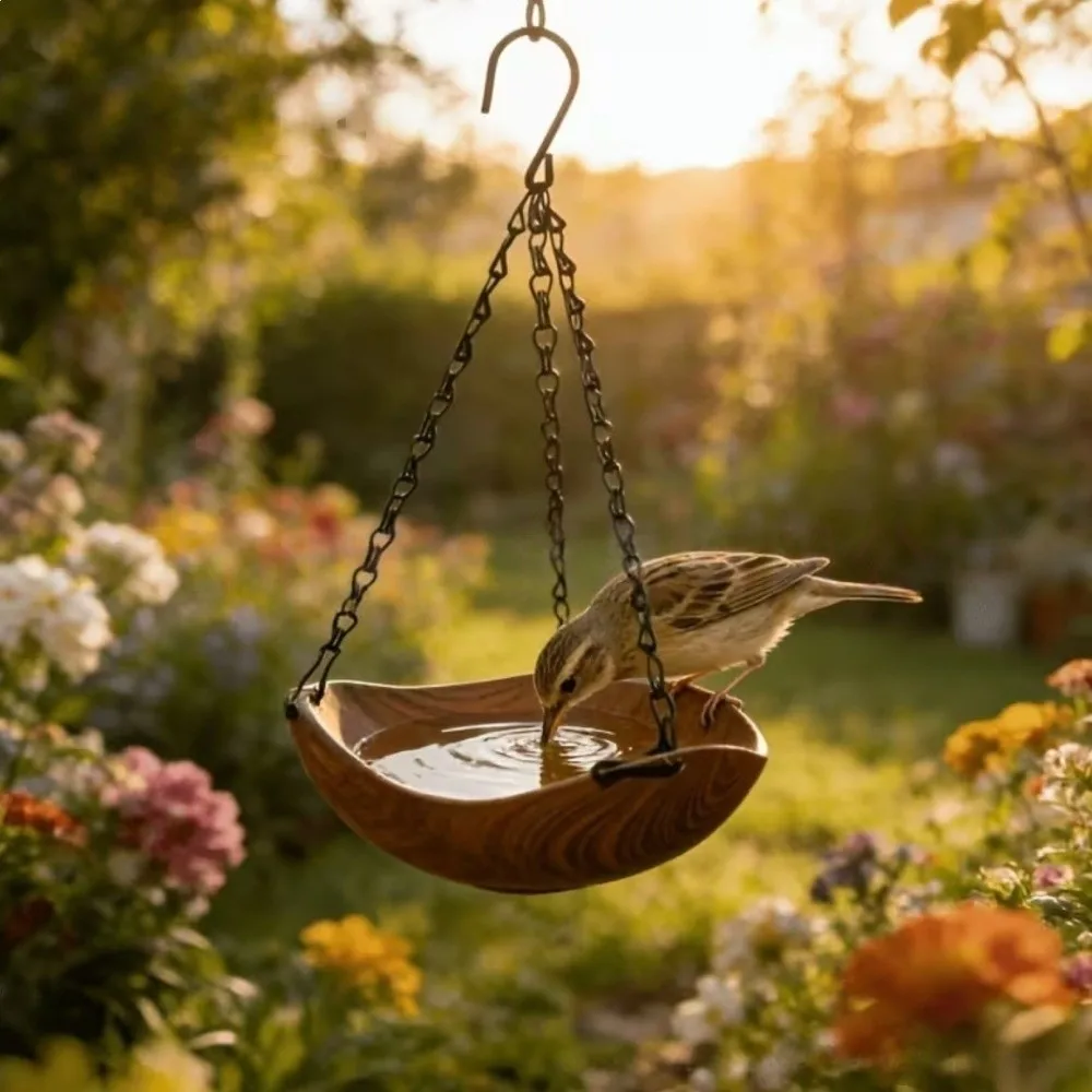 Retro Style Wood Grain Bird Feeders Thickened Iron Chains S Hooks Bird Watering Device Plastic Open Bowl-shaped Bird Bathtub
Retro Style Wood Grain Bird Feeders Thickened Iron Chains S Hooks Bird Watering Device Plastic Open Bowl-shaped Bird Bathtub