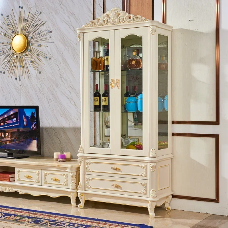 European-style wine cabinet Modern TV side cabinet against the wall Solid wood wine cabinet Nordic floor glass cabinet
European-style wine cabinet Modern TV side cabinet against the wall Solid wood wine cabinet Nordic floor glass cabinet